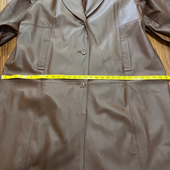 Full Length Brown genuine leather coat size 2x or 3x - Picture 5 of 5